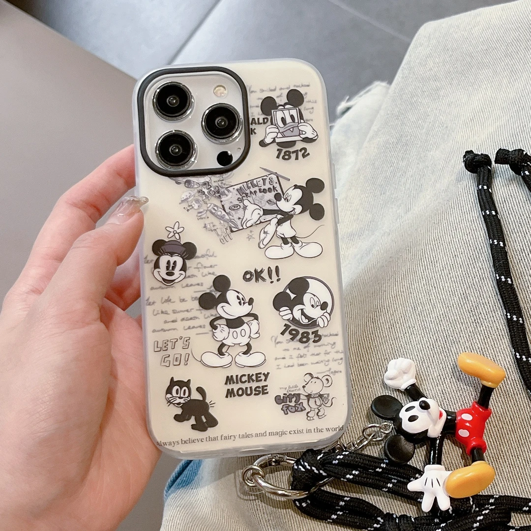 卡通复古米奇适用苹果13手机壳iphone14全包防摔15promax新款外壳