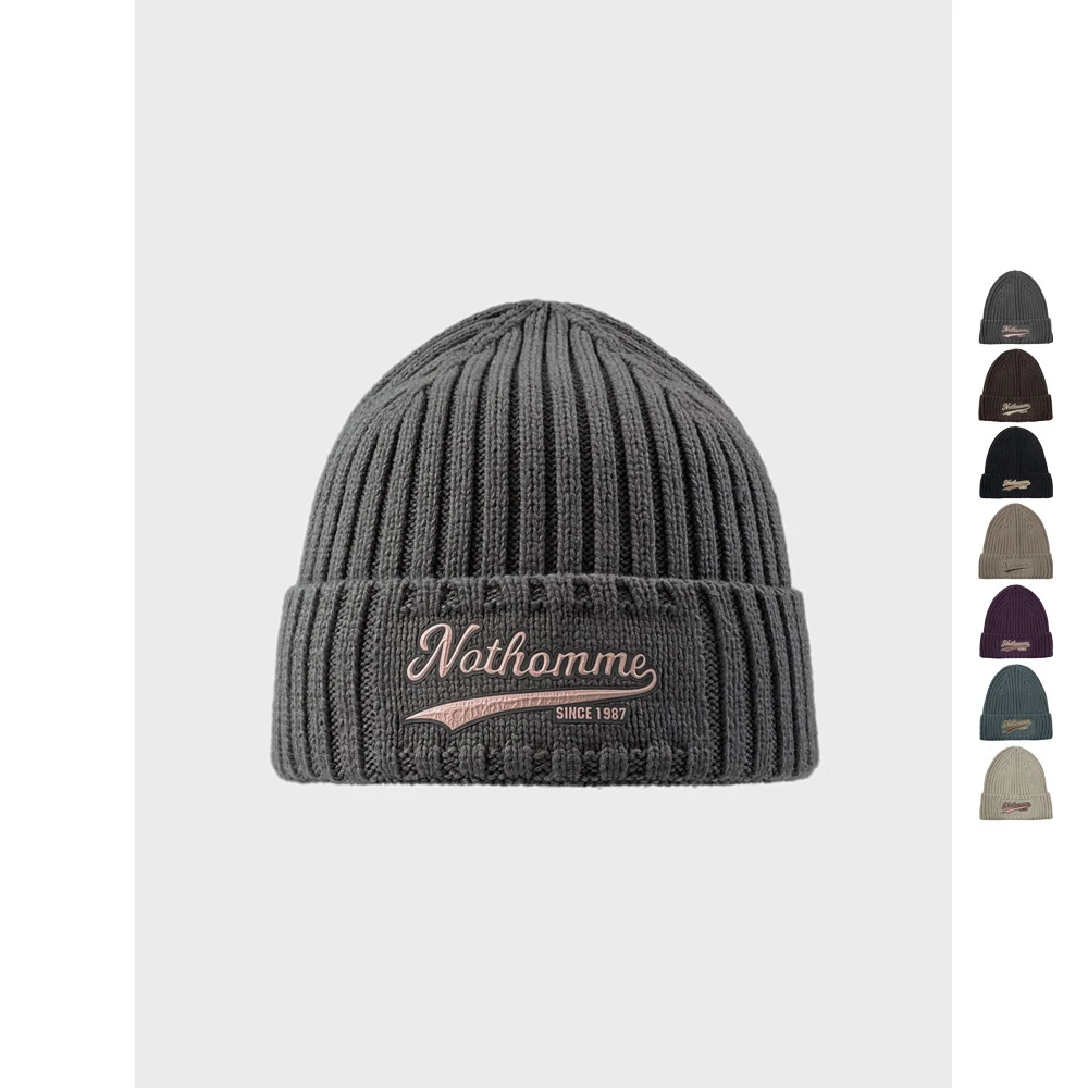 日系ins复古水洗针织帽男女潮牌字母秋冬毛线帽保暖百搭套头冷帽