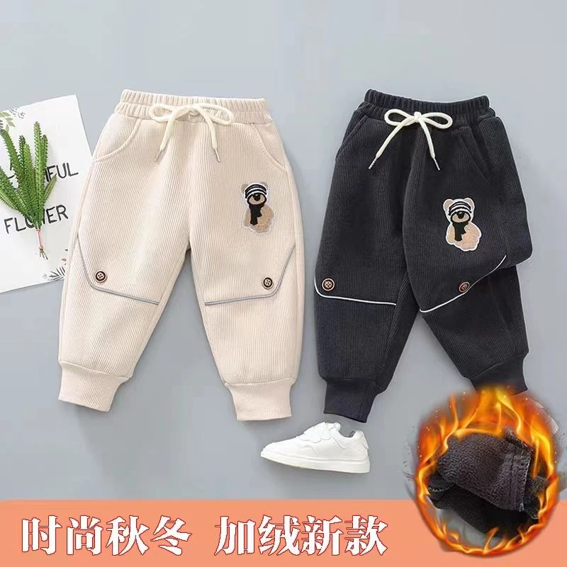 男童冬季加绒裤子儿童新款保暖奥利绒裤宝宝休闲运动裤小童长裤潮