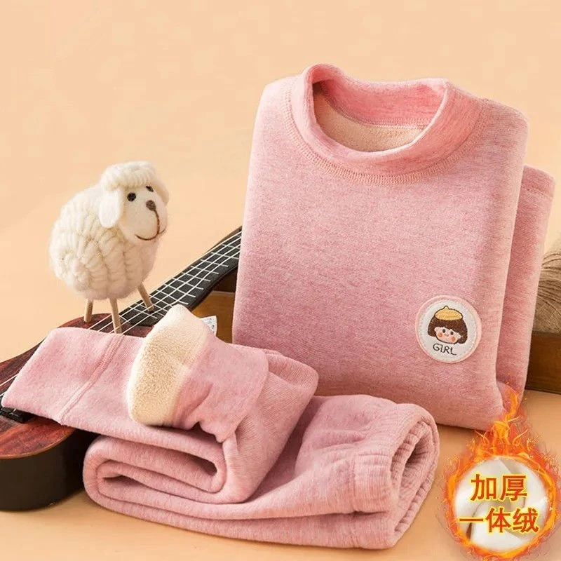 【品牌】儿童保暖内衣套装加绒加厚发热秋衣秋裤冬季男女童家居服