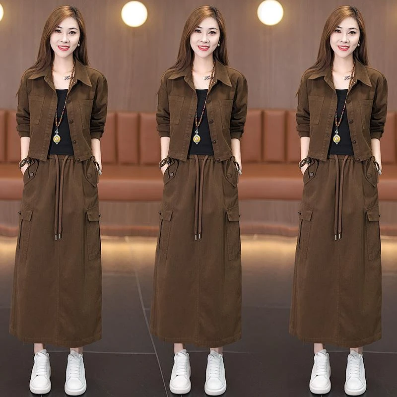 时尚套装裙女2025秋季新款时髦洋气短外套开叉半身裙气质两件套裙