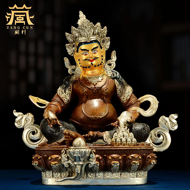 藏村古铜鎏金《黄财神》铜像摆件居家室内精工铜雕工艺品桌面摆饰