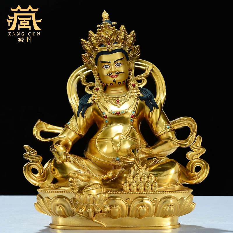 藏村《黄财神铜像摆件》铜全鎏金家居客厅装饰摆件藏巴拉工艺品