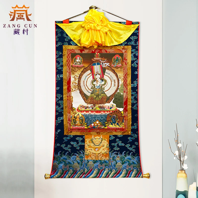 藏村《大白伞盖唐卡》矿物颜料西藏唐卡挂画家居藏式唐卡装饰画