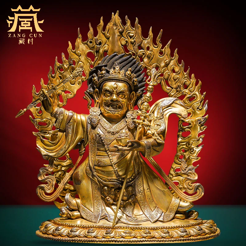 藏村《玛哈嘎拉铜像》西藏家居铜鎏金玄关像客厅桌面中式摆件铜器
