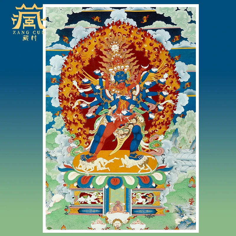 藏村物颜料印刷《喜金刚唐卡挂画矿》居家玄关客厅现代艺术装饰画