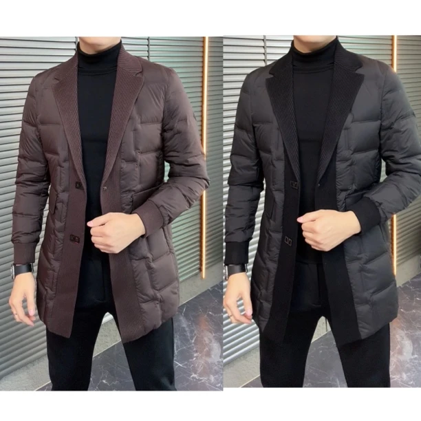 小雨男装｜冬季·高奢定制围青果领时尚羽绒服大衣S