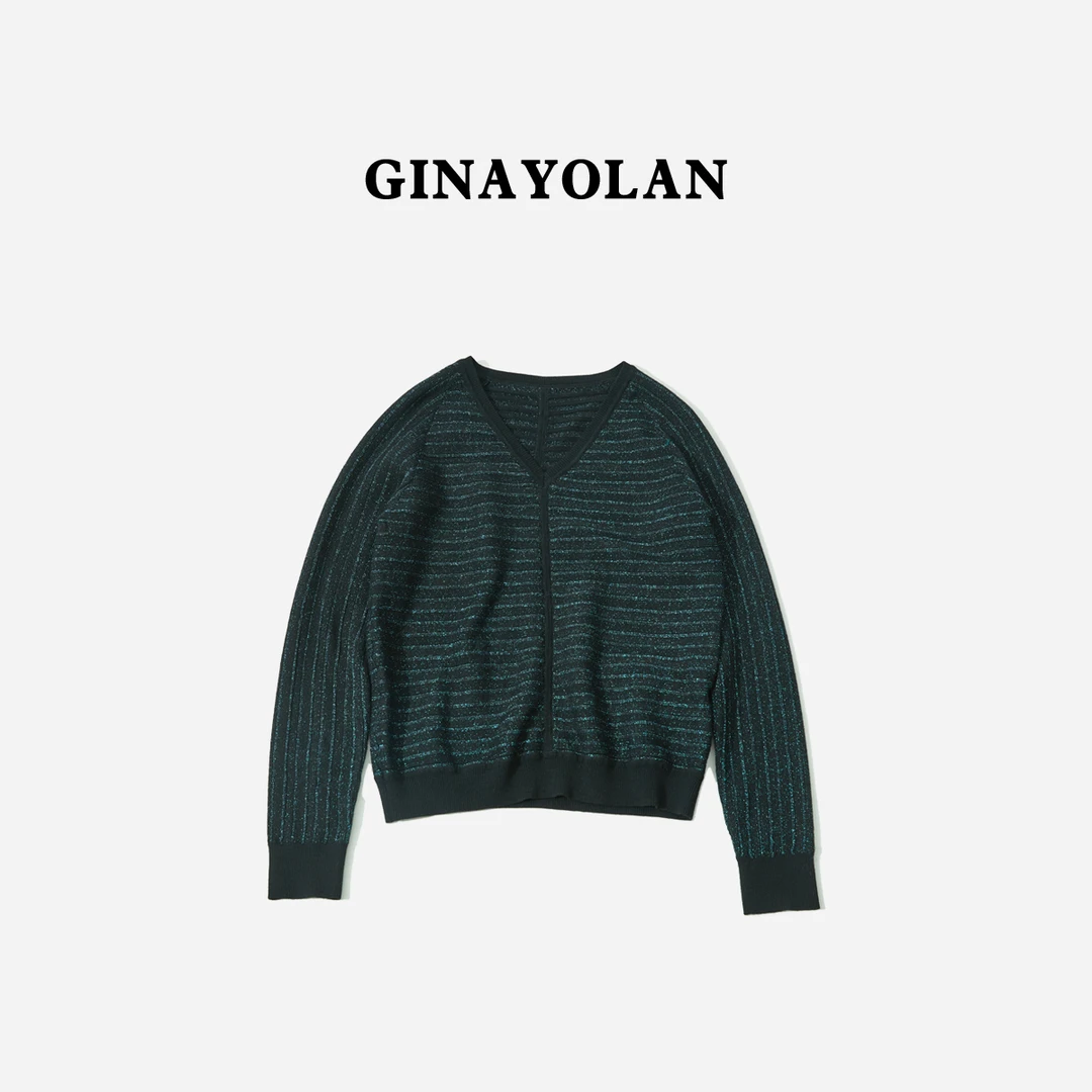 GINAYOLAN/瑾颜 【设计师系列】意大利进口面料秋冬时尚亮闪针织衫