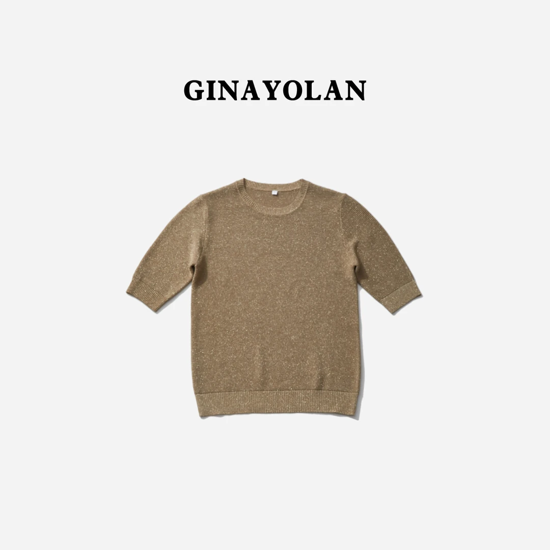 GINAYOLAN/瑾颜 | 原创轻奢水晶纱线休闲优雅套衫短袖气质夏季