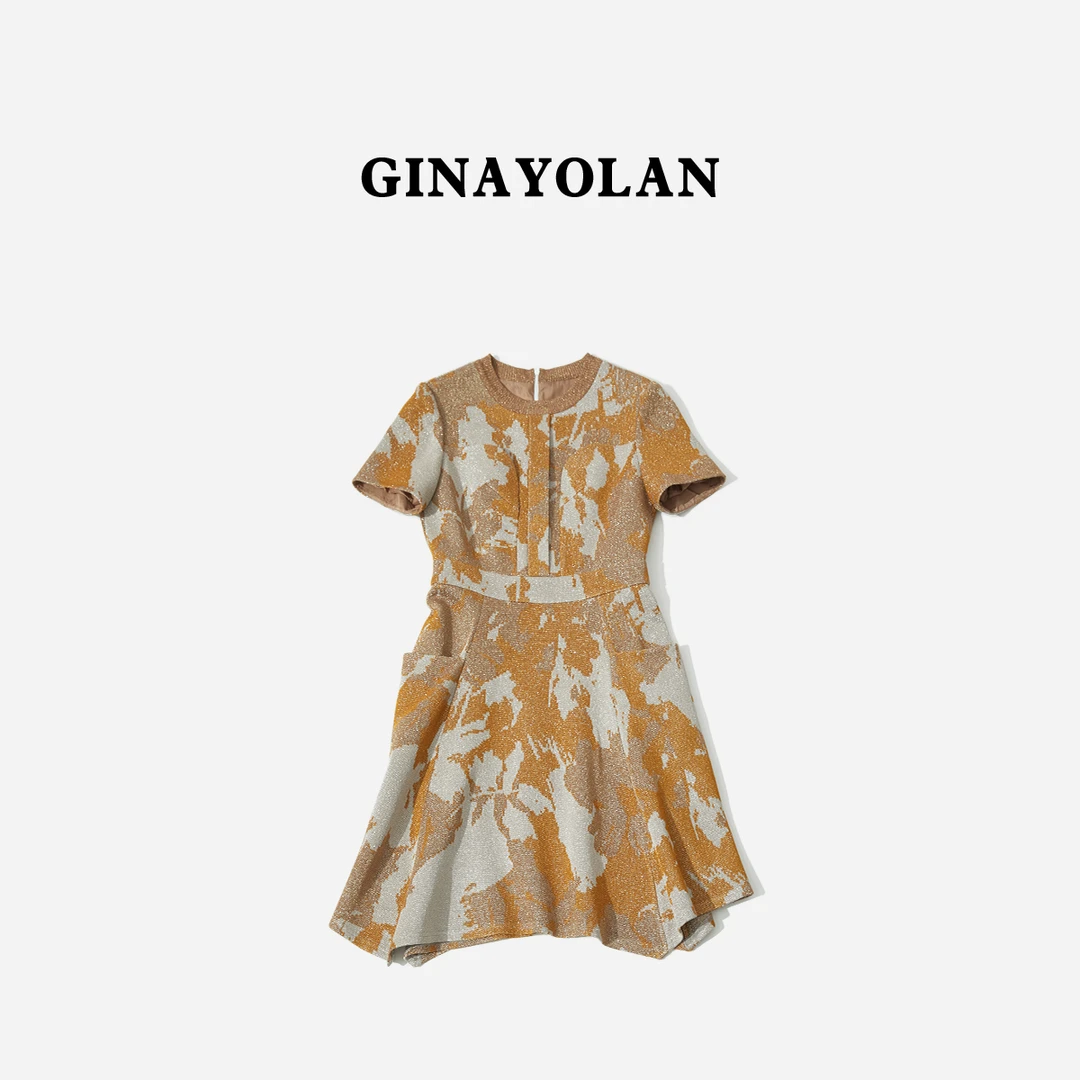 GINAYOLAN/瑾颜【意大利进口水晶纱线】女装连衣裙碎花气质设计师