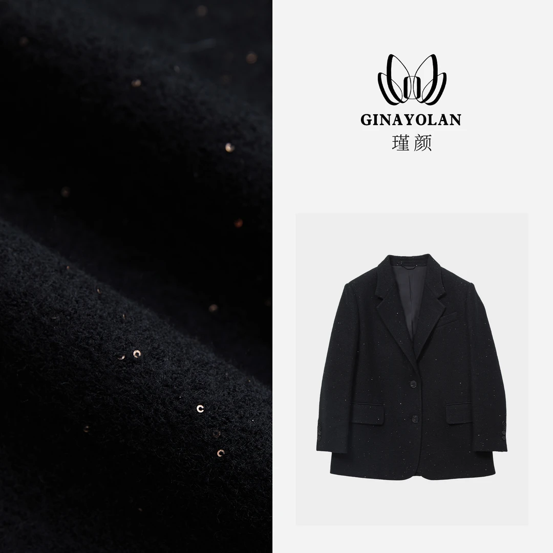 GINAYOLAN/瑾颜  | 原创设计秋冬珠片西装时尚休闲毛呢西装
