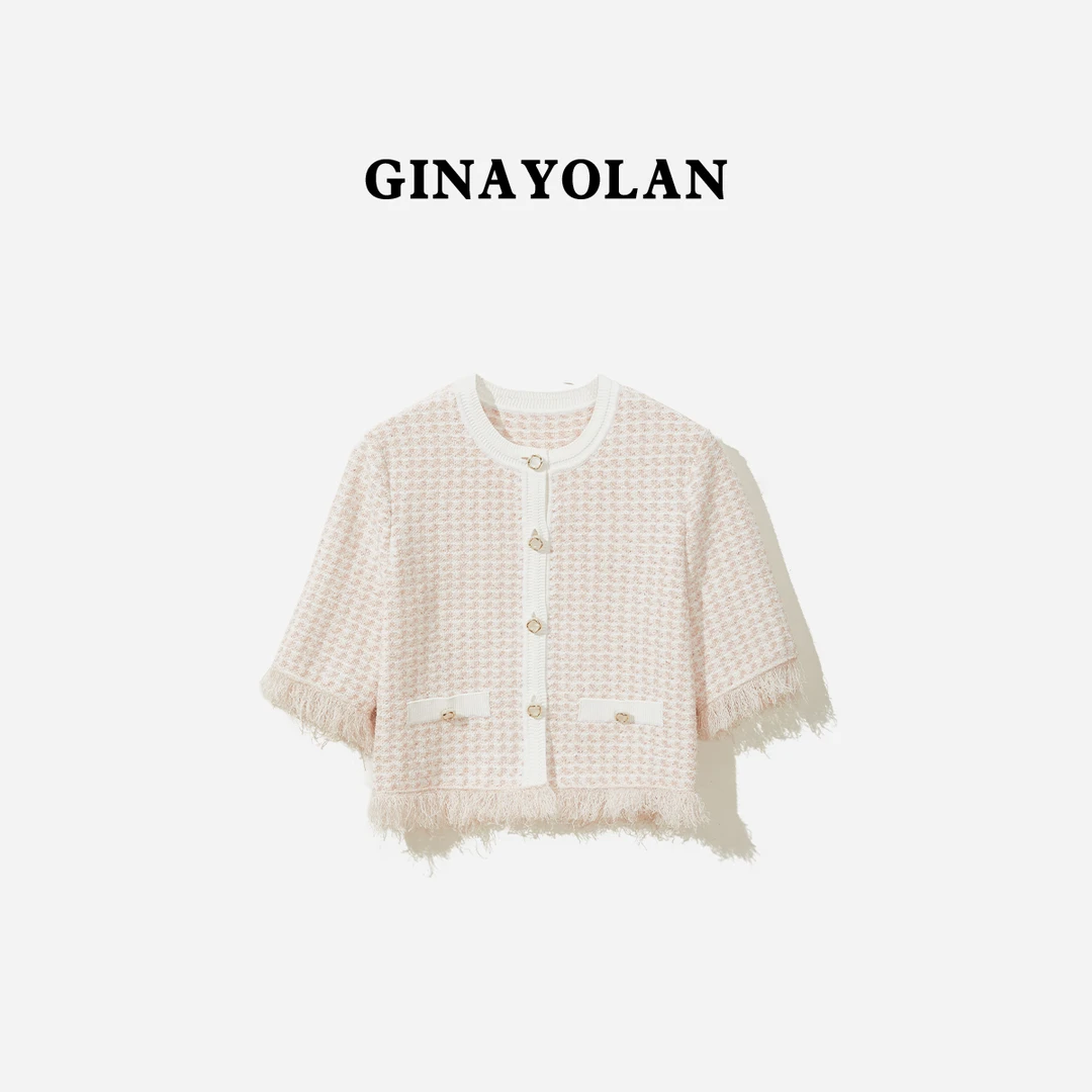 GINAYOLAN/瑾颜【设计师系列】小香风时尚精致老钱风针织开衫