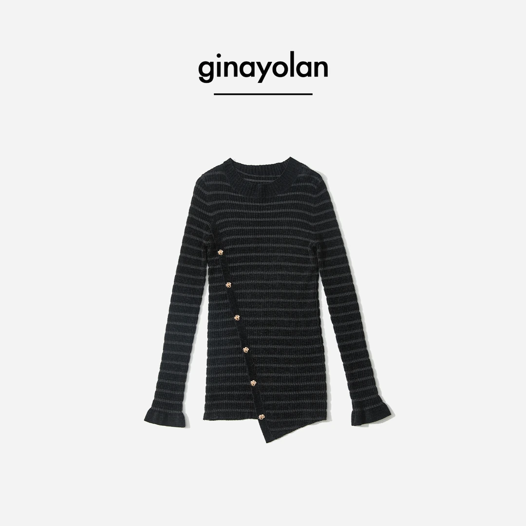 GINAYOLAN/瑾颜【设计师系列】意大利进口面料重磅丝绒秋冬针织衫