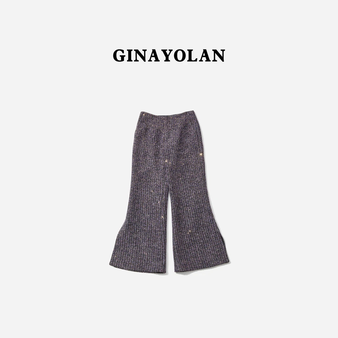 GINAYOLAN/瑾颜【设计师系列】意大利进口奢华亮闪纱线珠片休闲裤