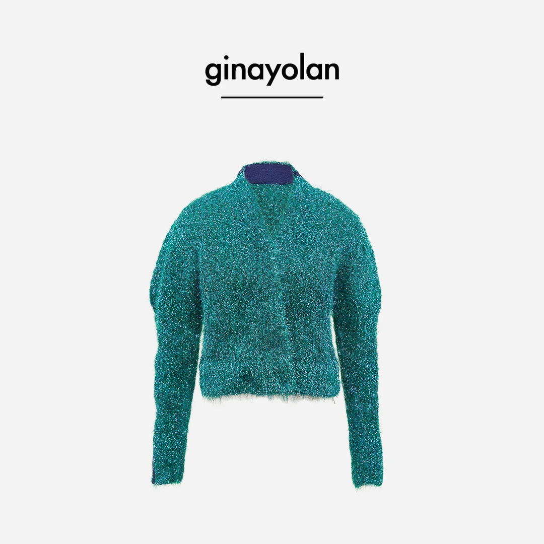 GINAYOLAN/瑾颜【设计师系列】意大利进口纱线亮闪针织时尚外套