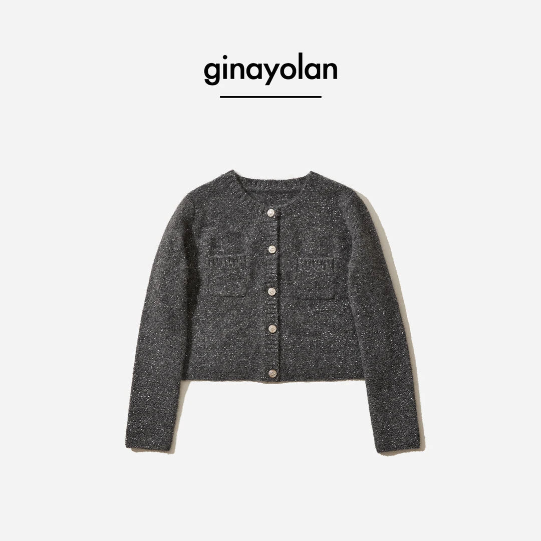 GINAYOLAN/瑾颜 【小尾巴】原创设计意大利进口面料金葱豆豆纱开衫