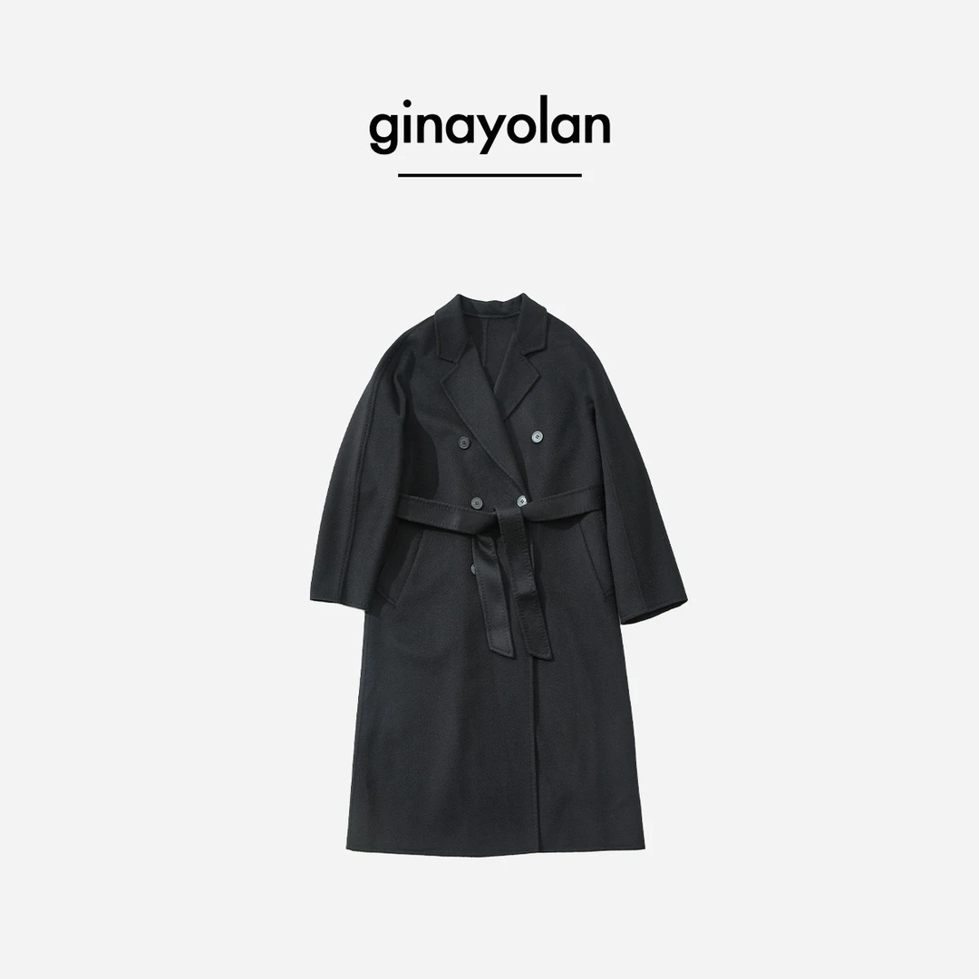 GINAYOLAN/瑾颜 | 101801双面呢羊绒水波纹经典大衣
