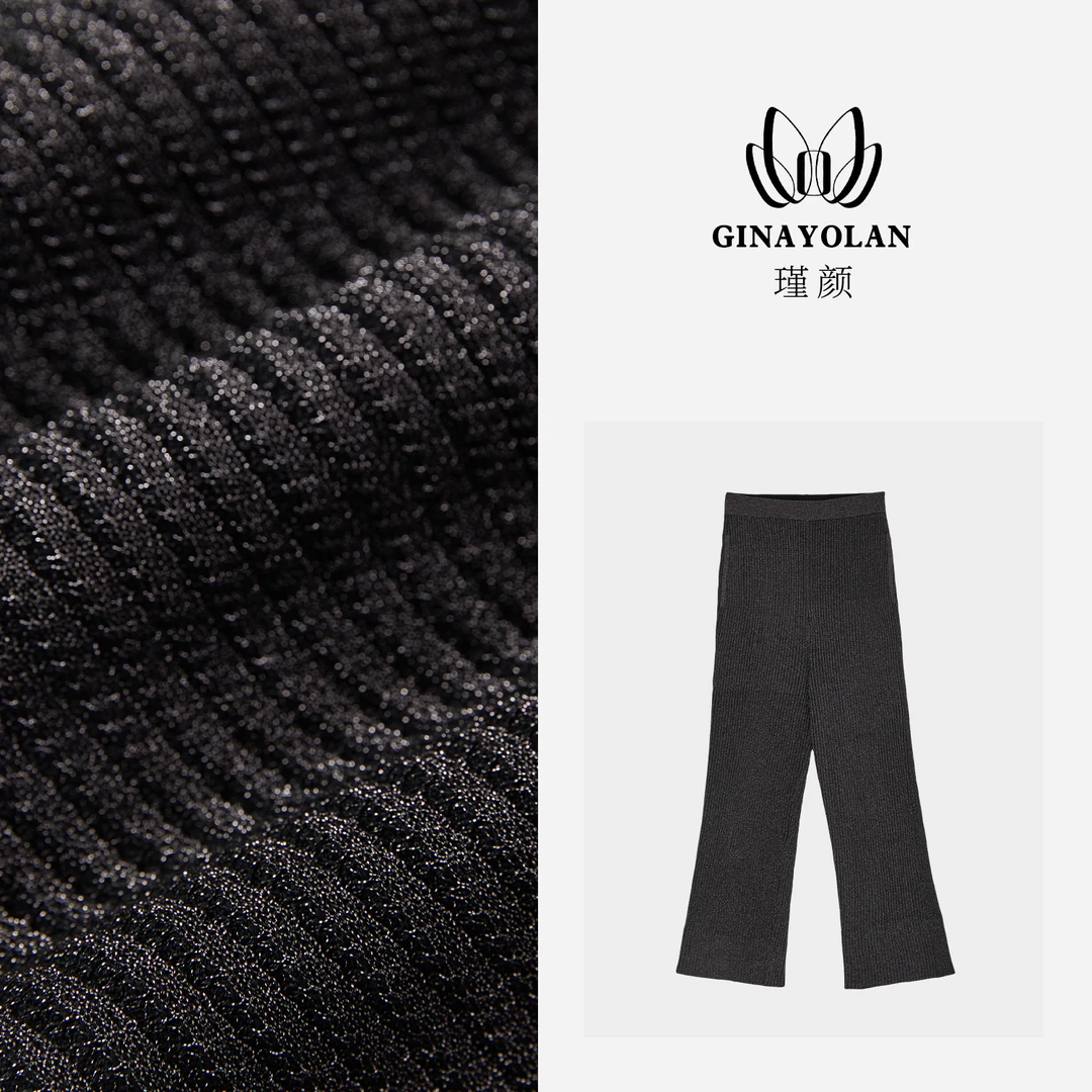 GINAYOLAN/瑾颜【奢系列】奢华面料亮闪重工女高定显瘦直通裤