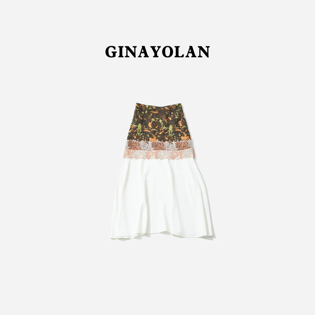 GINAYOLAN/瑾颜【设计师系列】意大利进口面料女装半身裙气质复古