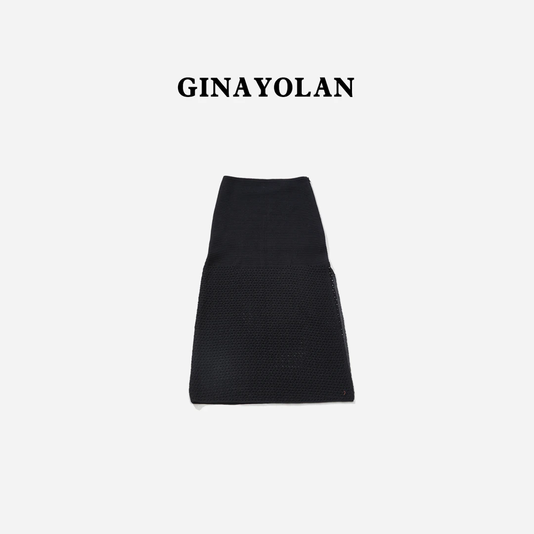 GINAYOLAN/瑾颜 【重工】原创设计拼接女装半身裙气质轻奢高腰