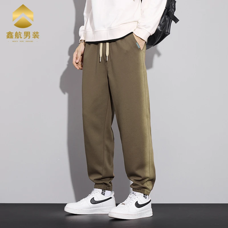 抽绳松紧腰晕染男士运动休闲裤牛仔裤直筒阔腿裤百搭大码休闲长裤