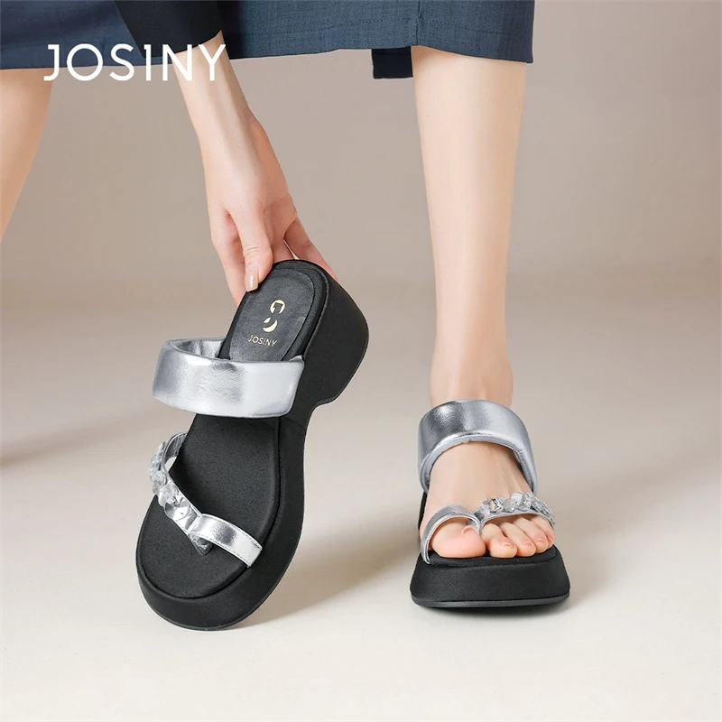 卓诗尼厚底凉拖鞋女2024夏季新款时尚法式小众套趾松糕软底沙滩鞋