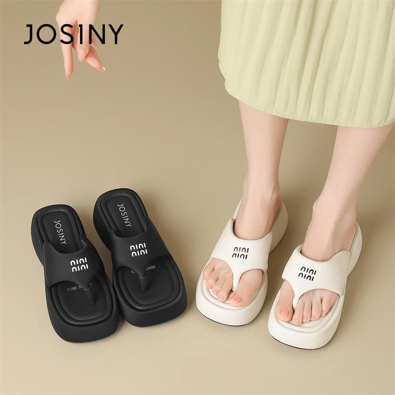 卓诗尼厚底夹脚人字拖鞋女鞋外穿2024夏季新款时尚百搭增高小凉鞋