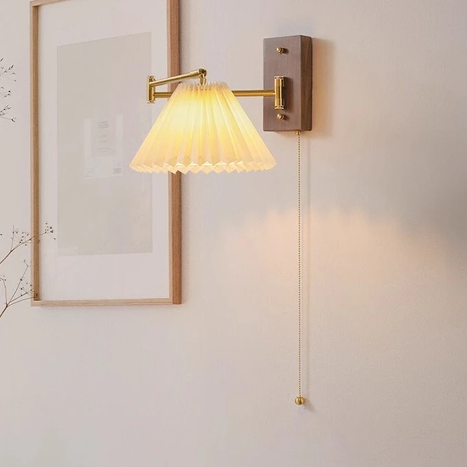 卧室床头壁灯全铜复古楼梯灯可移动摇头壁灯客厅电视背景墙壁灯