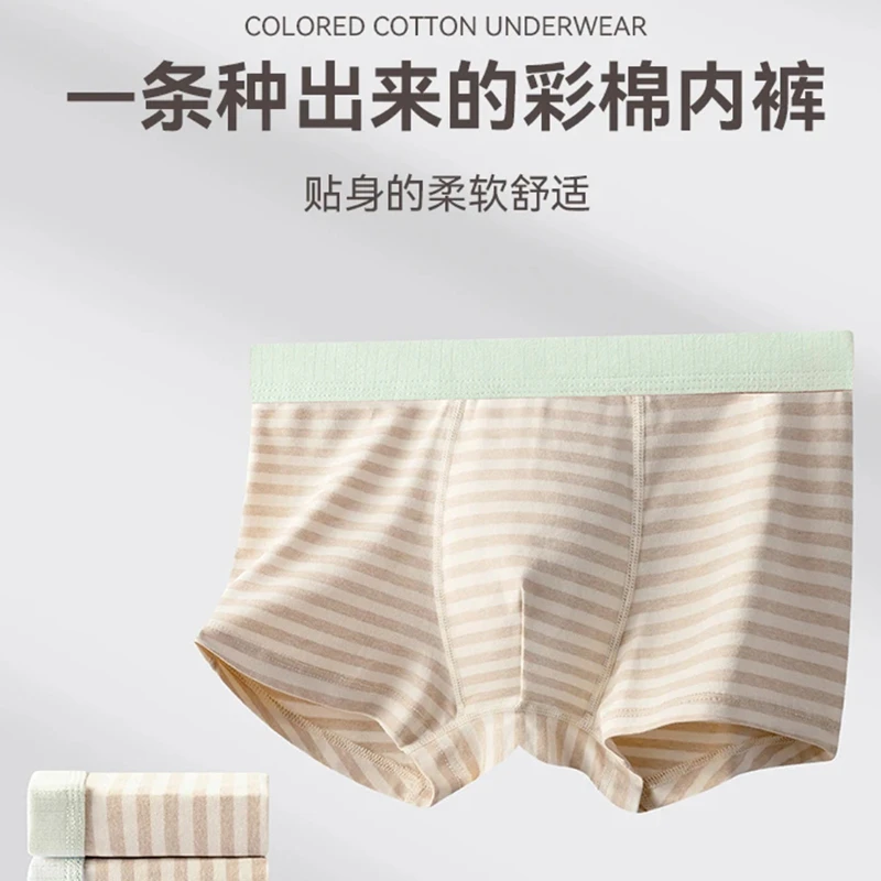 男士亲肤彩棉底裤平角内裤无染色健康舒适透气中腰青年男生四角裤
