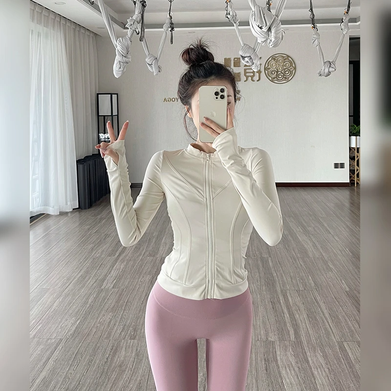 gogoyoga 春季运动外套女显瘦紧身瑜伽服上衣长袖跑步训练健身衣