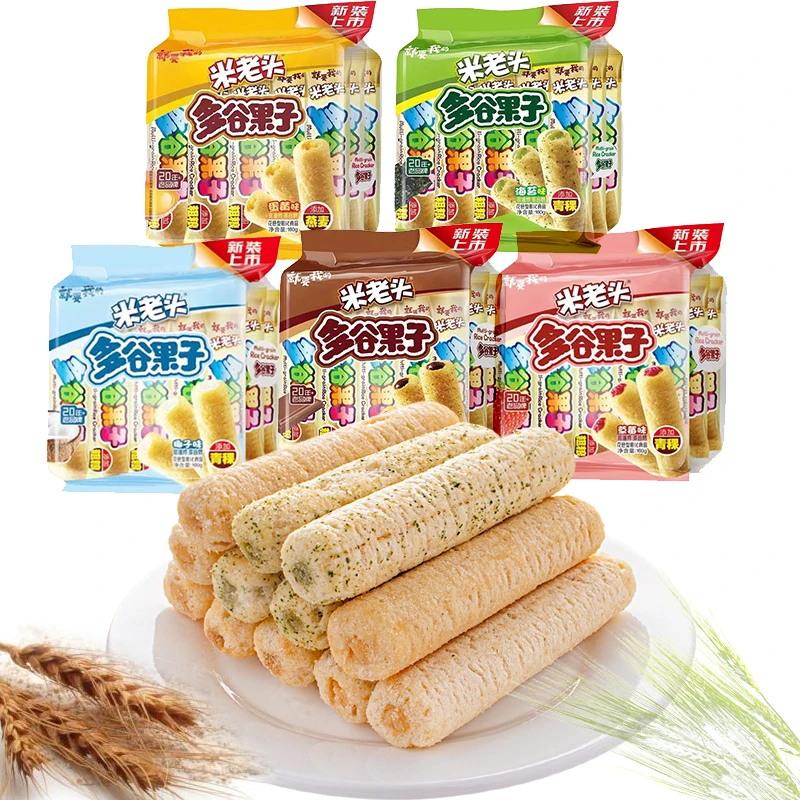 UNCLE POP/米老头多谷果子米果卷蛋黄夹心能量棒台湾风味网红零食