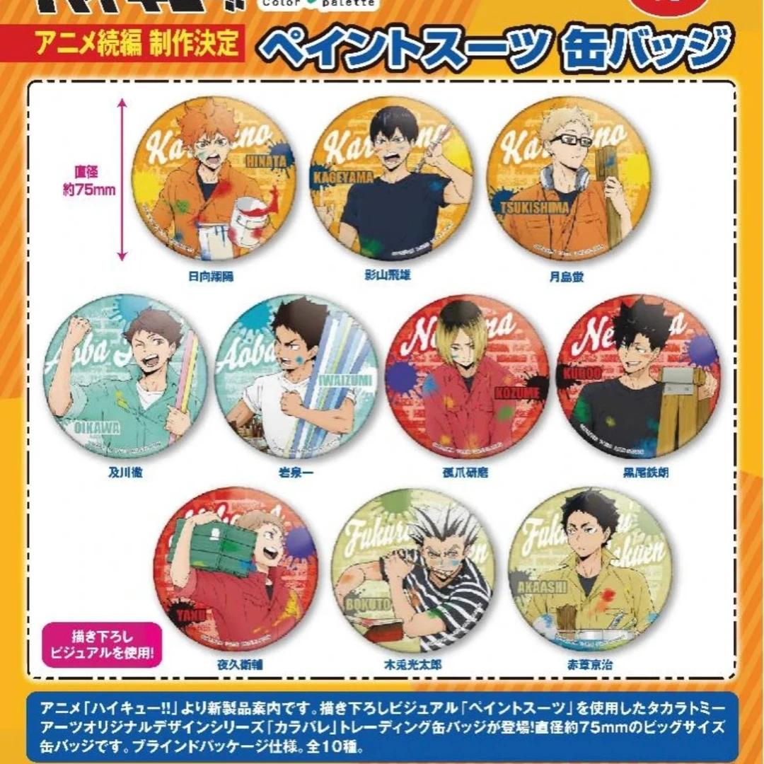 排球少年油漆柄收藏徽章全10种【代拆】