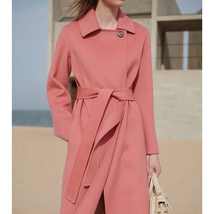 2024新款洋气双面绒羊毛大衣高端大气时尚修身显瘦中长款女外套