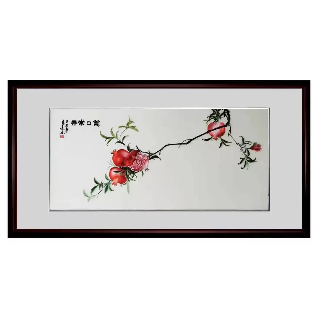 纯手工苏绣精品笑口常开成品挂画客厅玄关装饰画