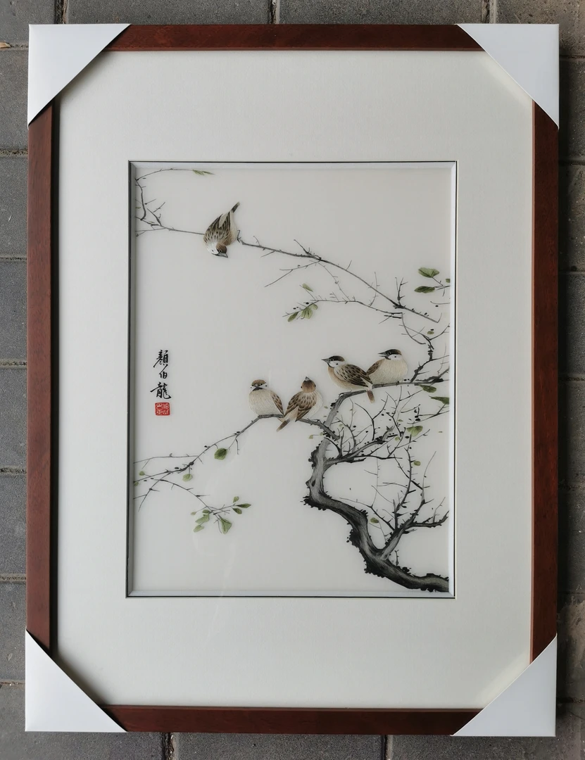 纯手工刺绣颜伯龙花鸟系列成品中式装饰挂画客厅书房卧室