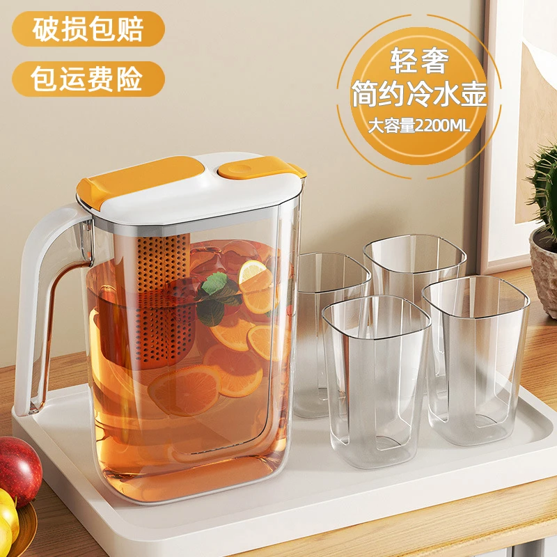 日式夏季饮料凉水壶家用大容量塑料杯耐高温储水冷水壶冰箱冷水壶