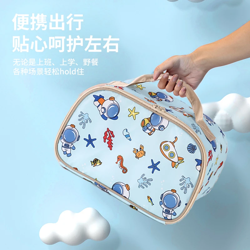 小学生饭盒袋手提包高颜值带饭便当午餐包保温袋子儿童帆布防水颜