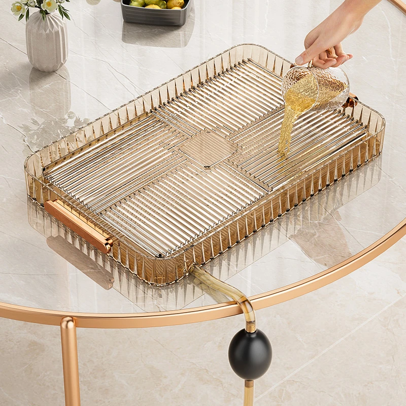 茶盘客厅家用2023新款排水茶具长方形茶托盘水杯沥水托盘高端精致