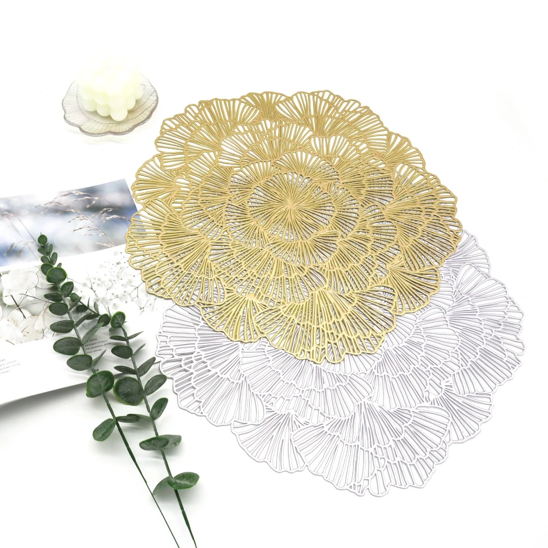 【到手2个 38cm】合欢花PVC花瓶装饰垫防滑台灯垫家用碗垫镂空餐垫