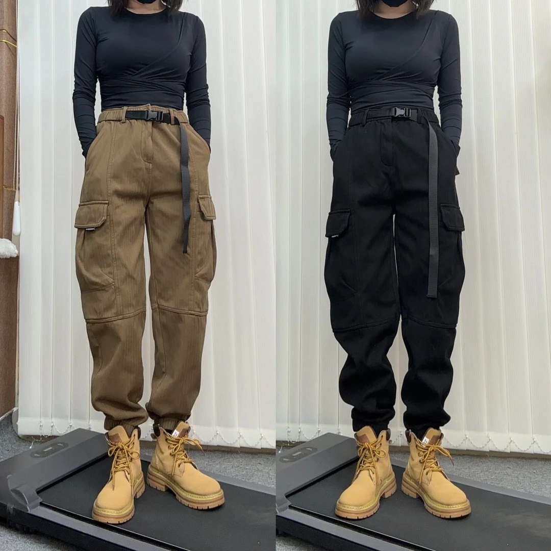 冬季男士加绒加厚美式复古休闲时尚百搭束脚工装裤加绒加厚男裤