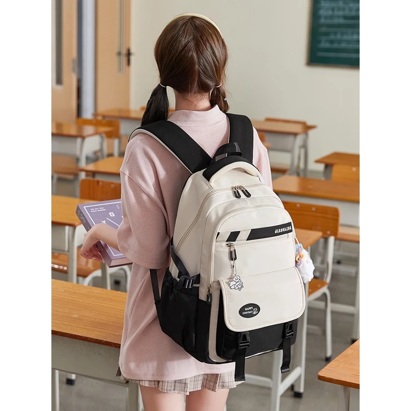 ilvr初中生书包女减负护脊大容量中学生高中生轻便防水小学生背包