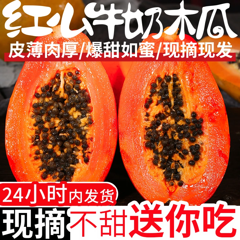 1【树上熟 冰糖心木瓜】西双版纳红心牛奶木瓜现摘现发软糯香甜