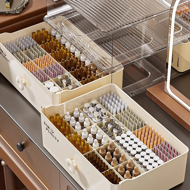 次抛精华收纳盒桌面化妆护肤品口红香水展示置物架透明亚克力分隔