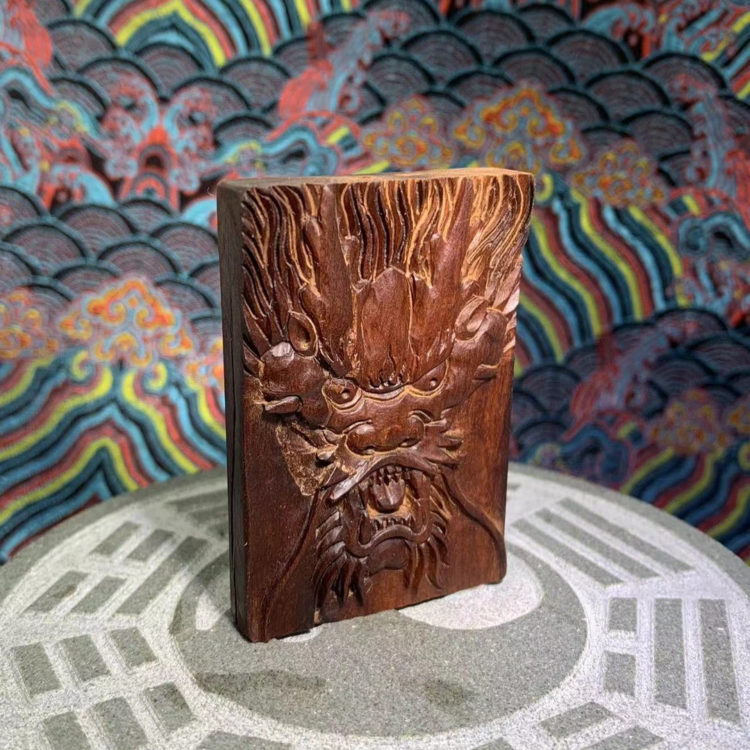 天然霹雳枣木鲁班纯手工雕刻首饰【雷老板墨麒麟】