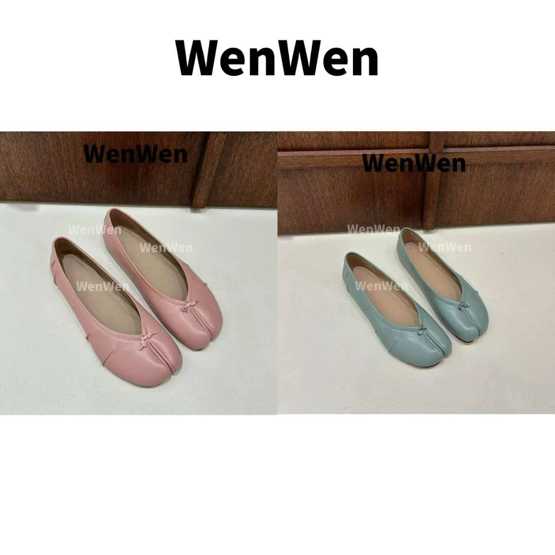 高定-WENWEN【法式温柔新品猪蹄平底浅口褶皱芭蕾分趾鞋】XZ0015