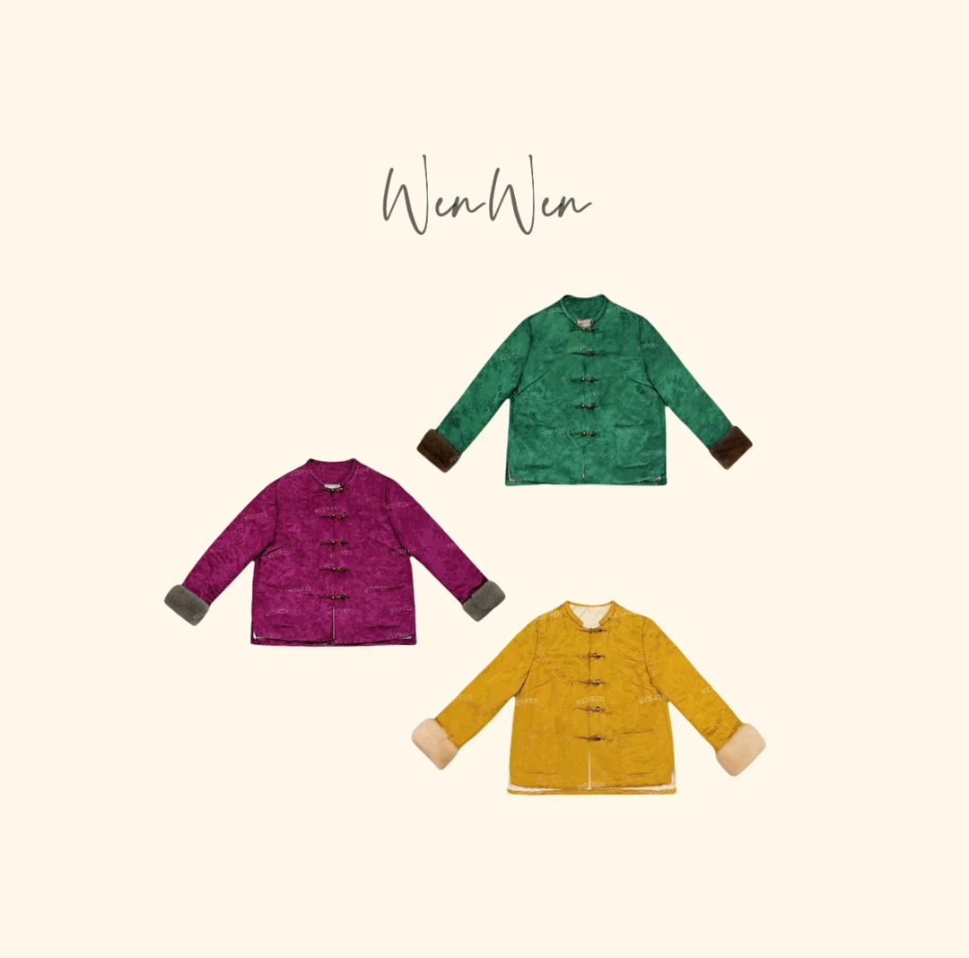 WENWEN-深圳原创【“绘意”秋季桑蚕丝提花拼水貂毛百搭外套】WT0240