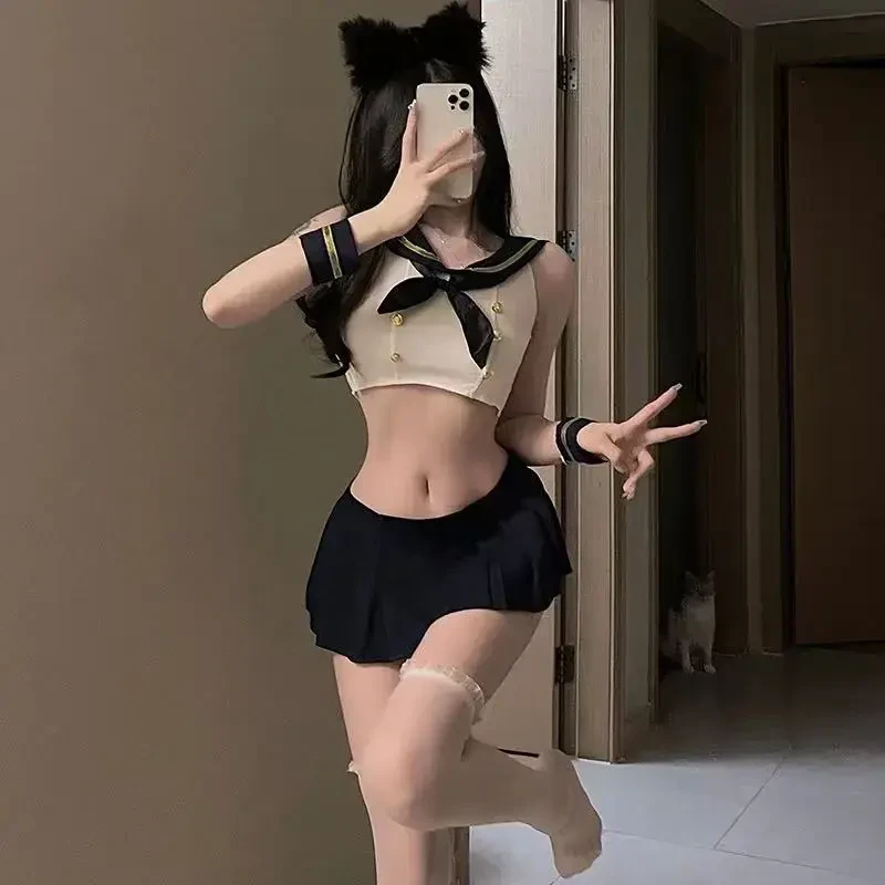 秋冬爆款性感情调趣味百褶裙学院风JK套装连体衣约会战袍辣妹诱惑