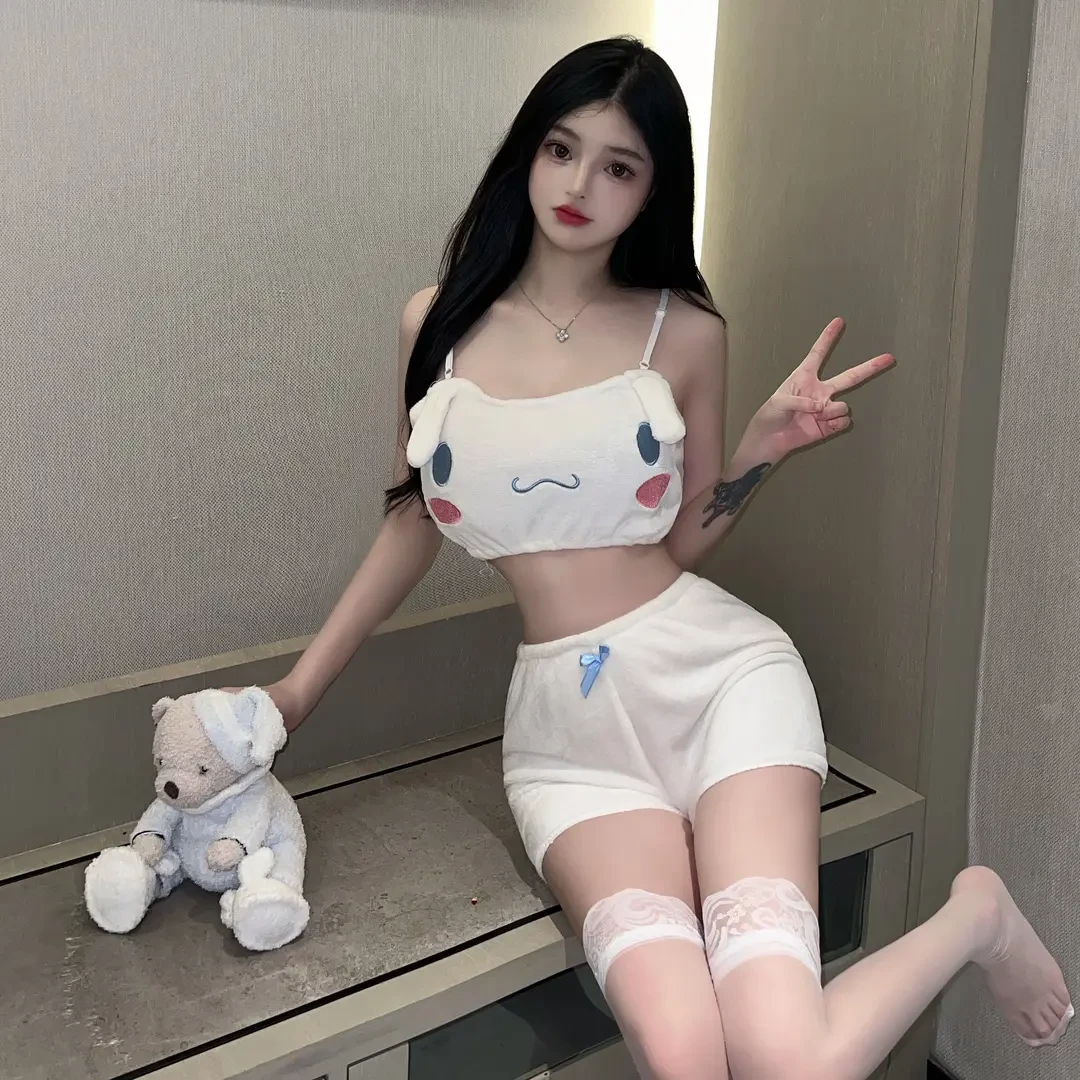 纯欲包臀性感可爱兔子睡衣高腰显瘦白色包臀纯欲风修身甜美短款