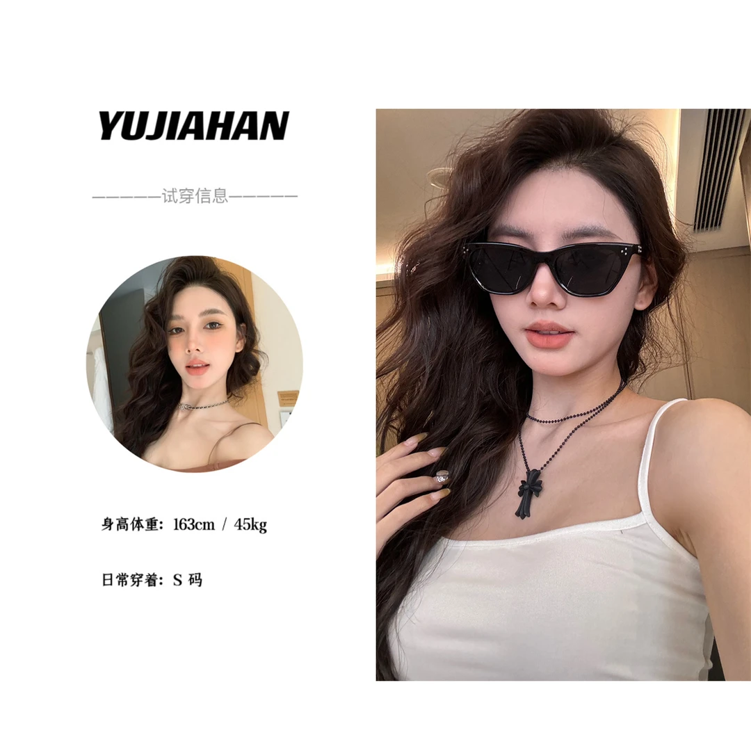 【YUJIAHAN】王嘉尔同款 2024猫眼墨镜女小框小脸眼镜新款