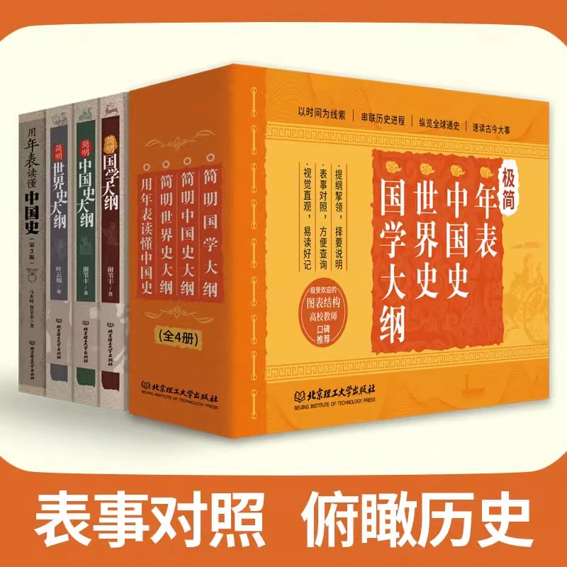 【当当】极简:年表、中国史、世界史、国学大纲全4册